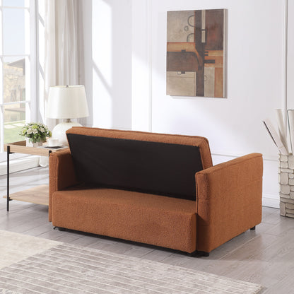 Divano letto trasformabile in bouclé marrone chiaro
