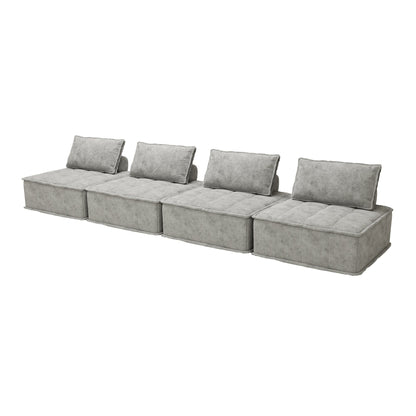 Set di divani modulari in ciniglia grigio chiaro da 4 pezzi