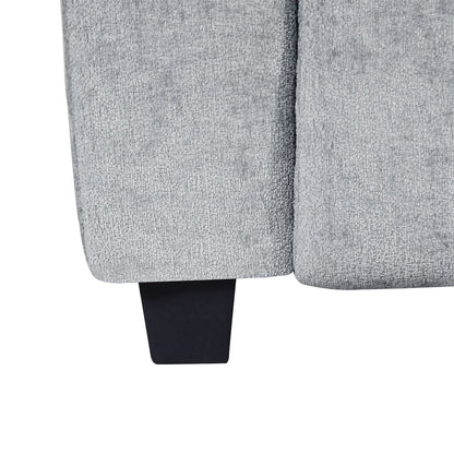 Divano a 3 posti imbottito in ciniglia grigio chiaro con gambe in plastica