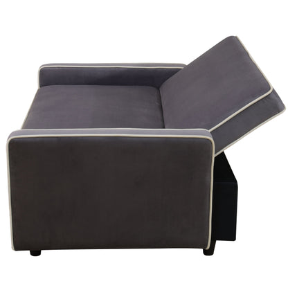 Divano letto monoblocco in tessuto soffice grigio chiaro per soggiorno