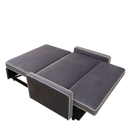 Divano letto monoblocco in tessuto soffice grigio chiaro per soggiorno
