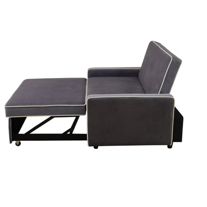 Divano letto monoblocco in tessuto soffice grigio chiaro per soggiorno