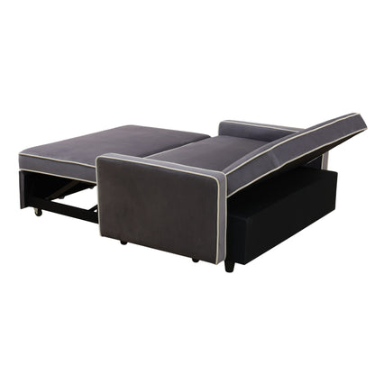 Divano letto monoblocco in tessuto soffice grigio chiaro per soggiorno