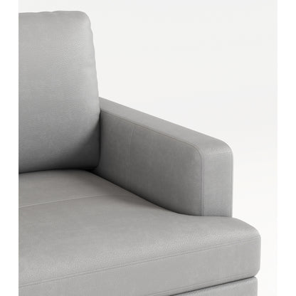 Divano a 3 posti in vera pelle grigio chiaro con caricabatterie USB