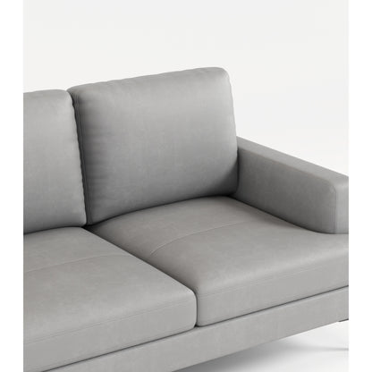 Divano a 3 posti in vera pelle grigio chiaro con caricabatterie USB