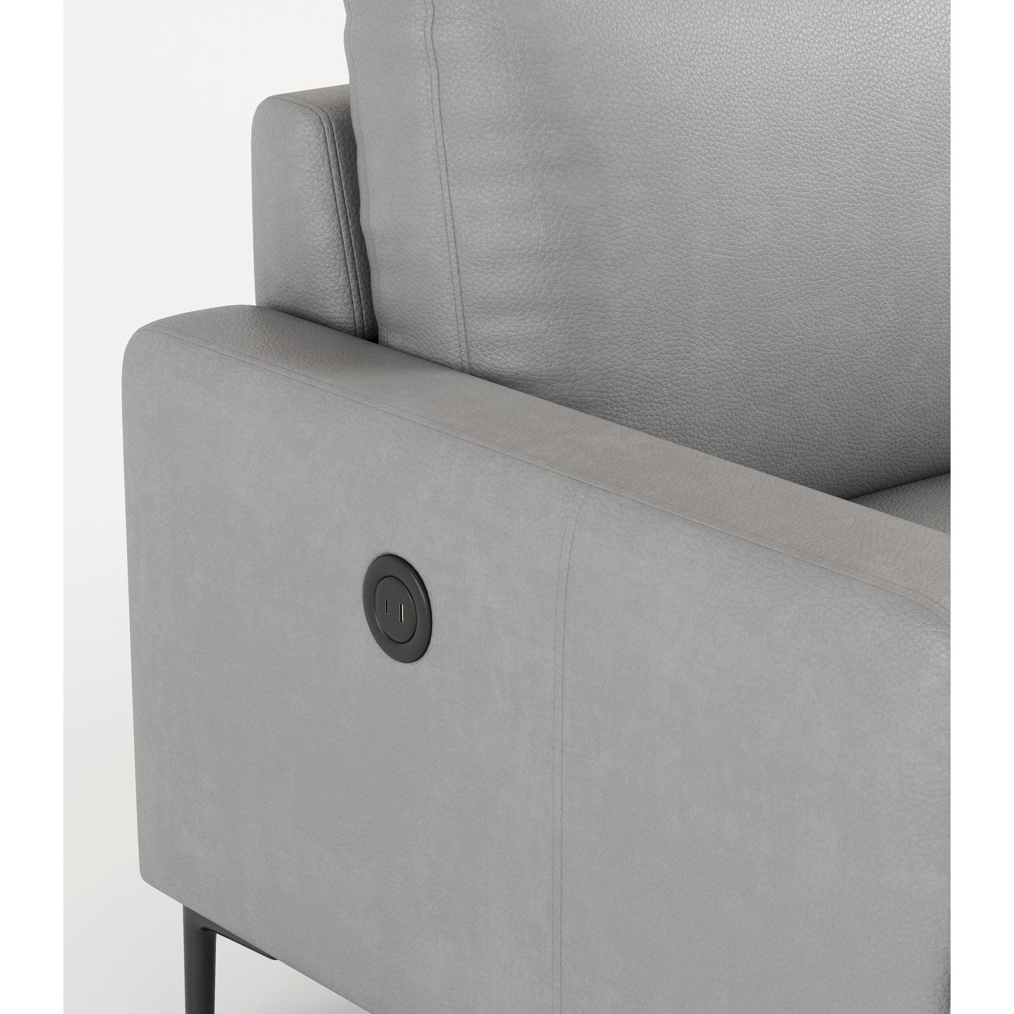 Divano a 3 posti in vera pelle grigio chiaro di lusso 77 con caricabatterie USB per soggiorno