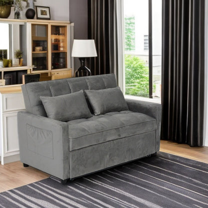 Divano letto trasformabile moderno grigio chiaro da 55,2 pollici con schienale reclinabile per soggiorno