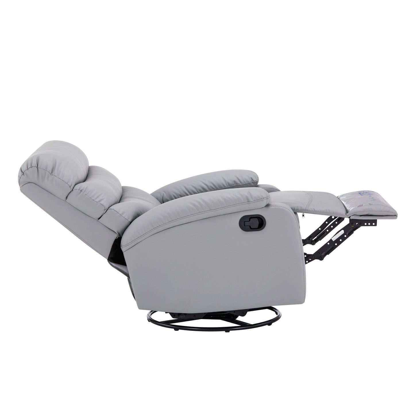 Poltrona reclinabile manuale girevole a 360° in pelle PU grigio chiaro con protezione antisporco per i piedi, tessuto antigraffio per gatti