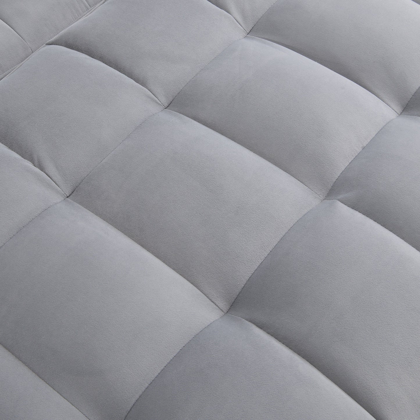 Divano letto trasformabile in velluto grigio chiaro con schienale regolabile