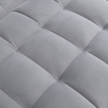 Divano letto trasformabile in velluto grigio chiaro con schienale regolabile