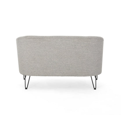 Divano a due posti imbottito grigio chiaro da 49,5 pollici con gambe a forcina lucidate per soggiorno