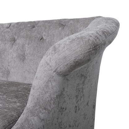 Divano a due posti in velluto grigio chiaro 75 con braccioli svasati, seduta profonda e gambe in legno per soggiorno