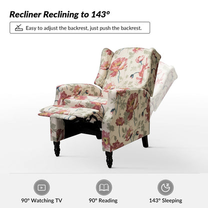 Poltrona reclinabile manuale Damaris Mid-Century Modern con schienale ad ala, design di HULALA HOME