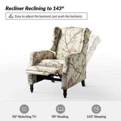 Poltrona reclinabile manuale Damaris Mid-Century Modern con schienale ad ala, design di HULALA HOME