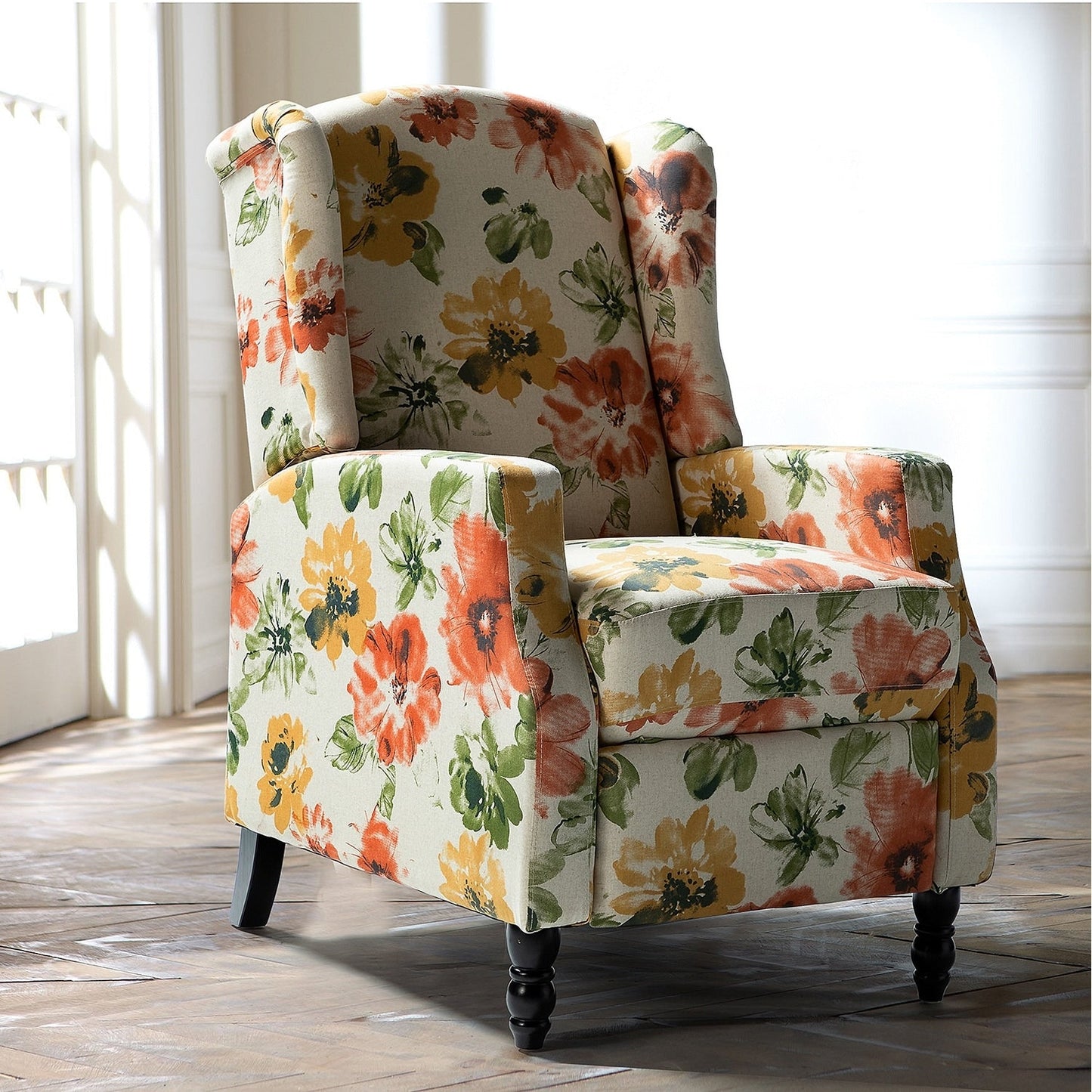 Poltrona reclinabile manuale Damaris Mid-Century Modern con schienale ad ala, design di HULALA HOME