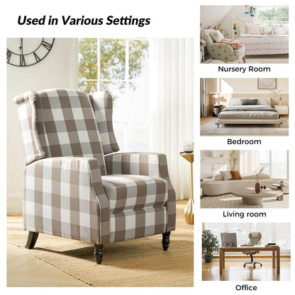 Poltrona reclinabile manuale Damaris Mid-Century Modern con schienale ad ala, design di HULALA HOME