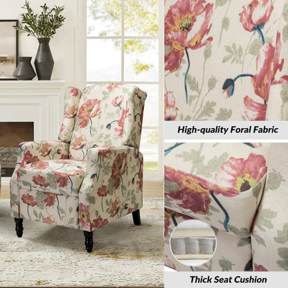 Poltrona reclinabile manuale Damaris Mid-Century Modern con schienale ad ala, design di HULALA HOME