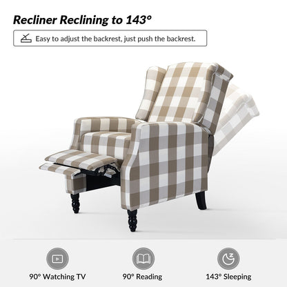 Poltrona reclinabile manuale Damaris Mid-Century Modern con schienale ad ala, design di HULALA HOME