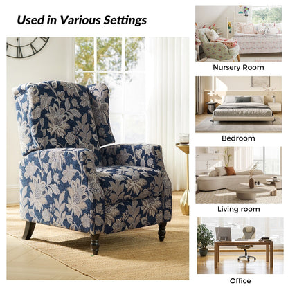 Poltrona reclinabile manuale Damaris Mid-Century Modern con schienale ad ala, design di HULALA HOME