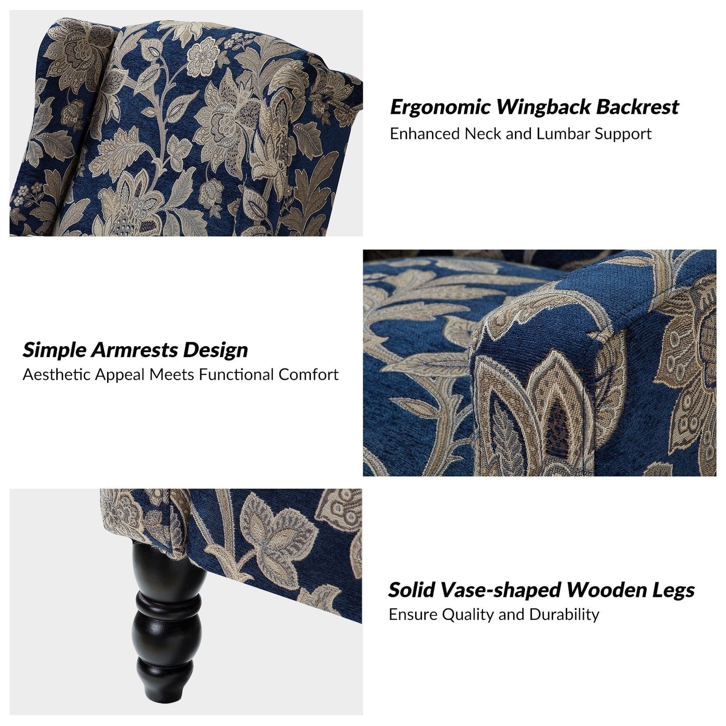 Poltrona reclinabile manuale Damaris Mid-Century Modern con schienale ad ala, design di HULALA HOME