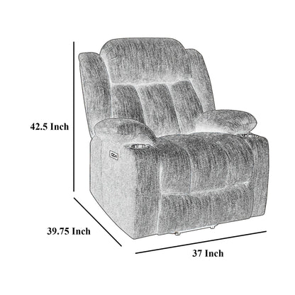 Poltrona reclinabile elettrica Limi, grigio chiaro, porta USB, portabicchieri