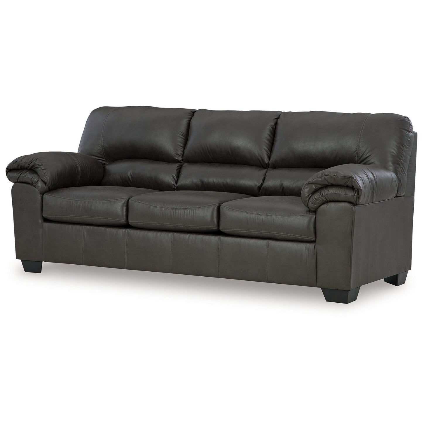 Divano Limu, 90 pollici, braccioli morbidi con parte superiore imbottita, similpelle grigio intenso