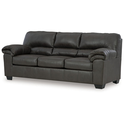 Divano Limu, 90 pollici, braccioli morbidi con parte superiore imbottita, similpelle grigio intenso