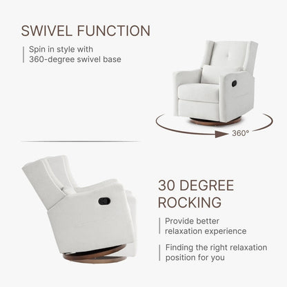 Poltrona reclinabile girevole manuale Lincoln con cuscino lombare