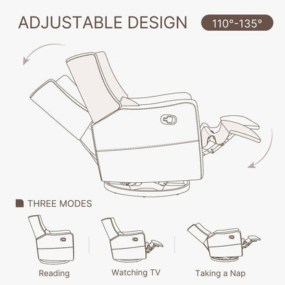 Poltrona reclinabile girevole manuale Lincoln con cuscino lombare