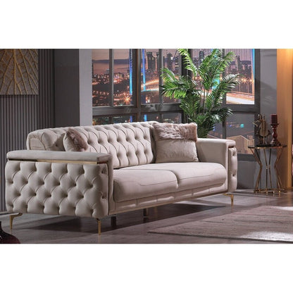 Divano imbottito Lincove - Tessuto impermeabile e antimacchia - Costruzione durevole - Beige