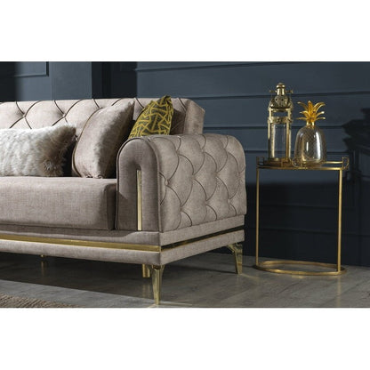 Divano imbottito in velluto Lincove - Costruzione durevole - Beige