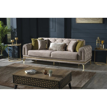 Divano imbottito in velluto Lincove - Costruzione durevole - Beige