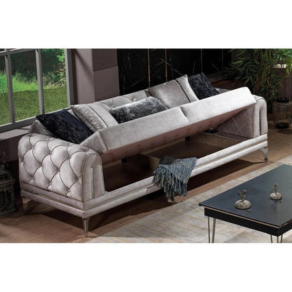 Divano imbottito in velluto Lincove - Struttura resistente - Grigio