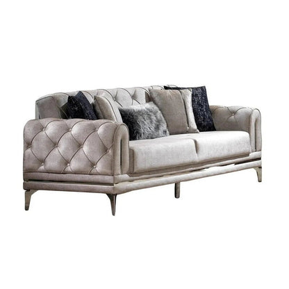 Divano imbottito in velluto Lincove - Struttura resistente - Grigio