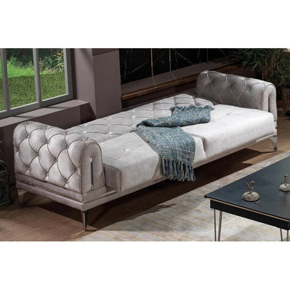 Divano imbottito in velluto Lincove - Struttura resistente - Grigio