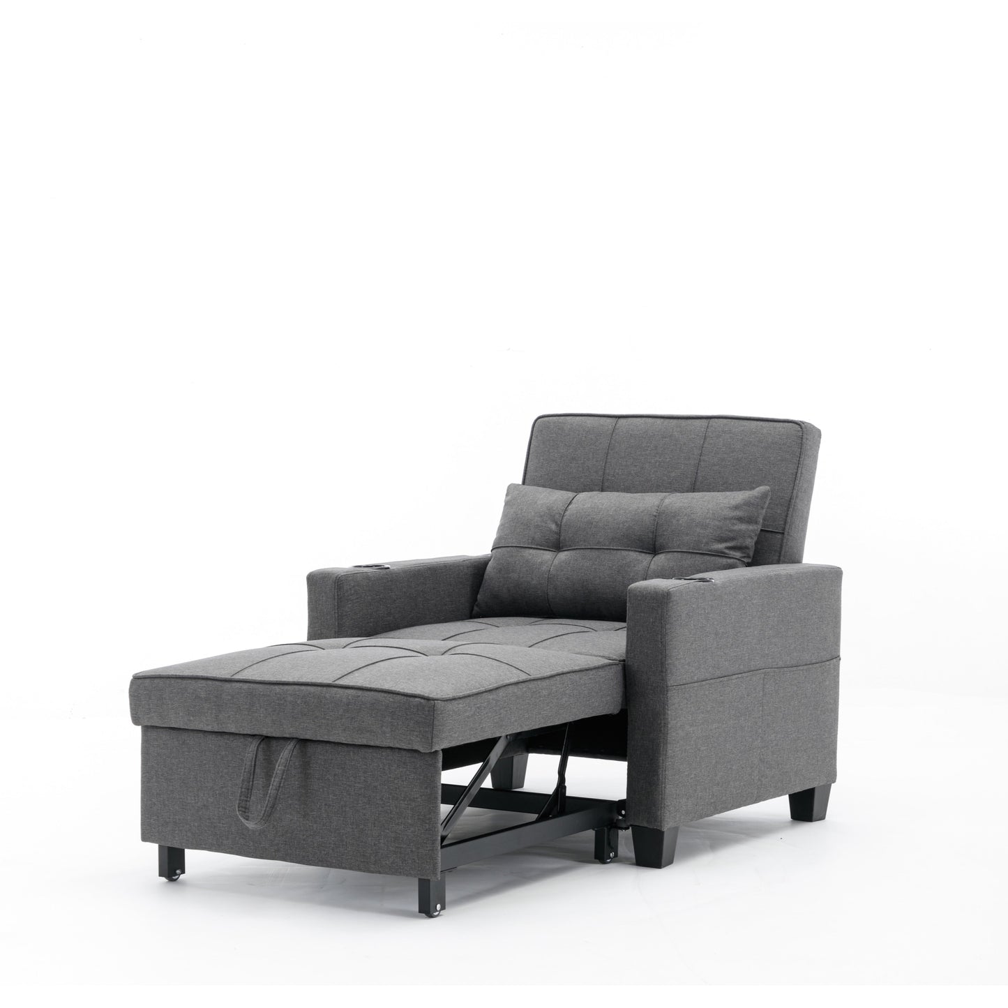 Divano letto trasformabile in lino con porte USB