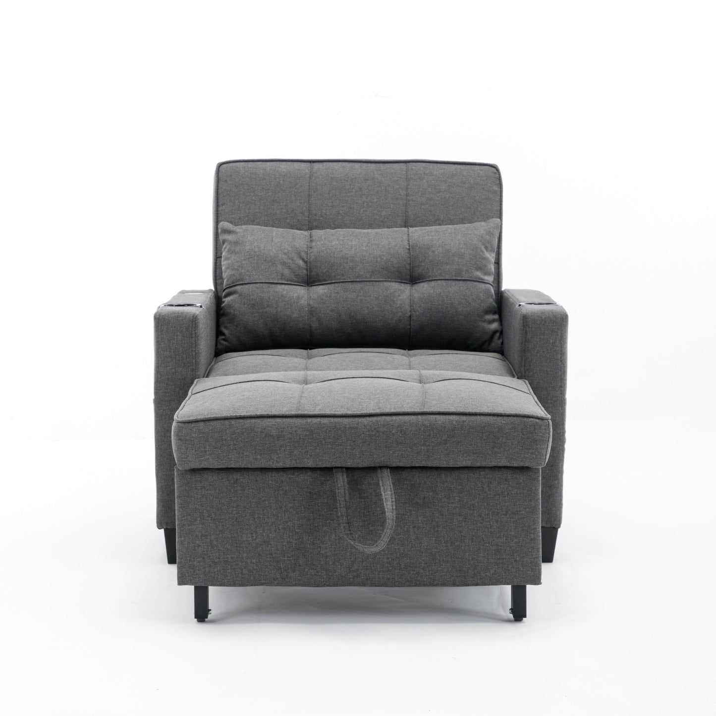 Divano letto trasformabile in lino con porte USB