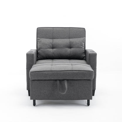 Divano letto trasformabile in lino con porte USB