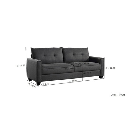 Divano imbottito in tessuto di lino con cuscini trapuntati - 30,71 x 81,10 x 32,28