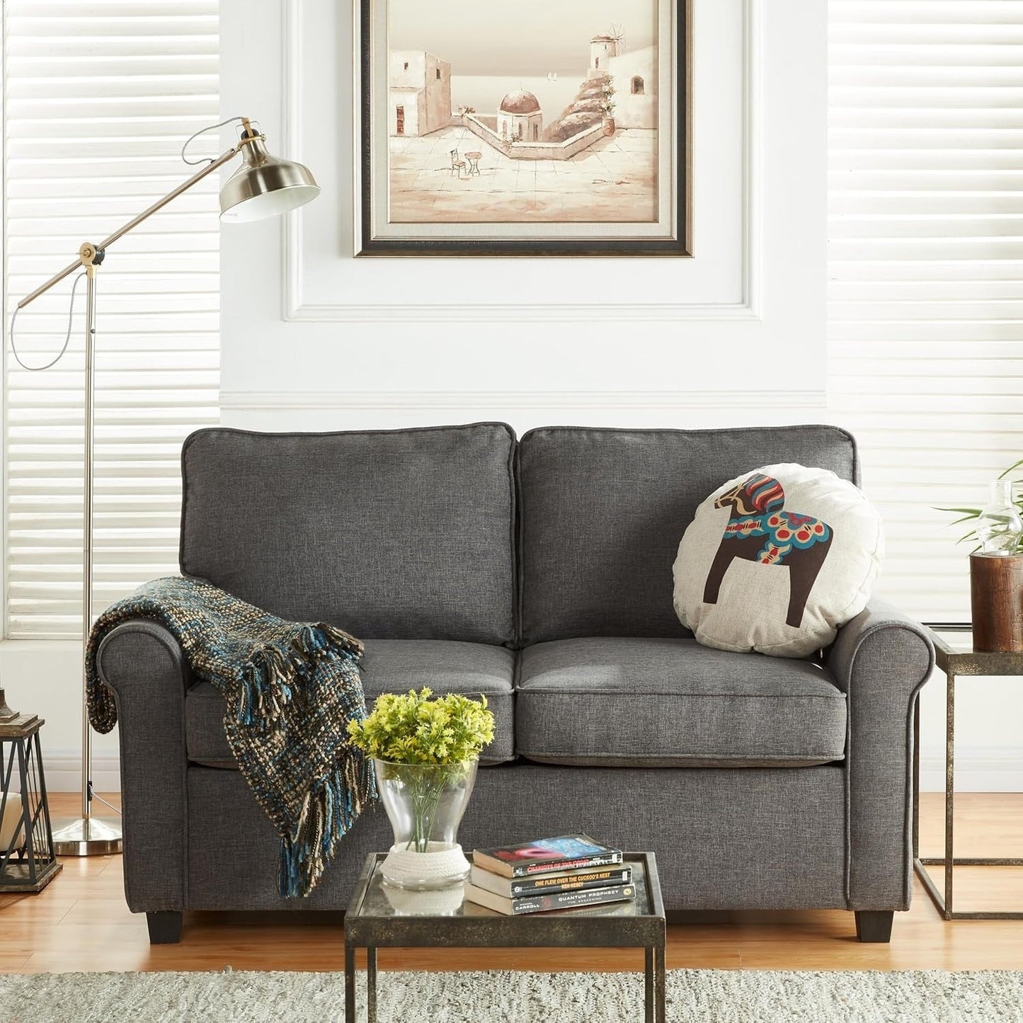 Divano letto in lino con materasso in memory foam