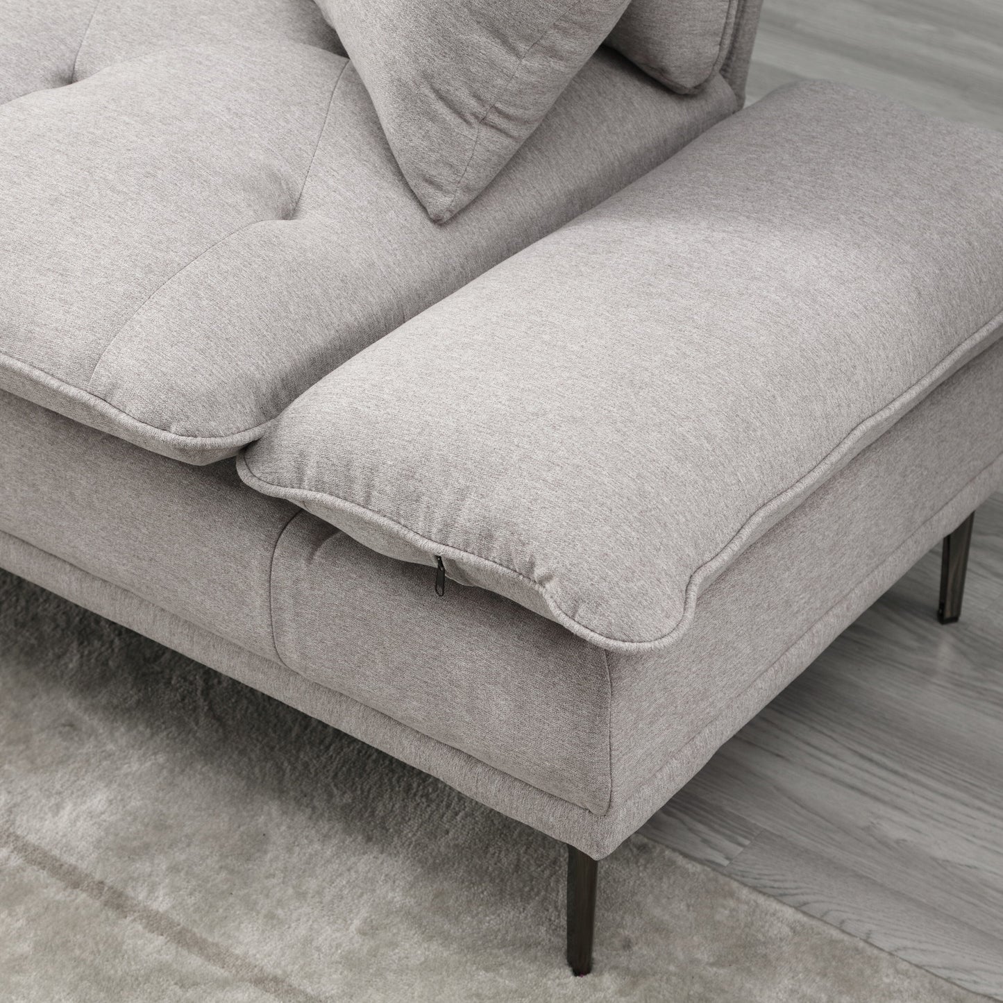 Divano a due posti in lino con braccioli regolabili