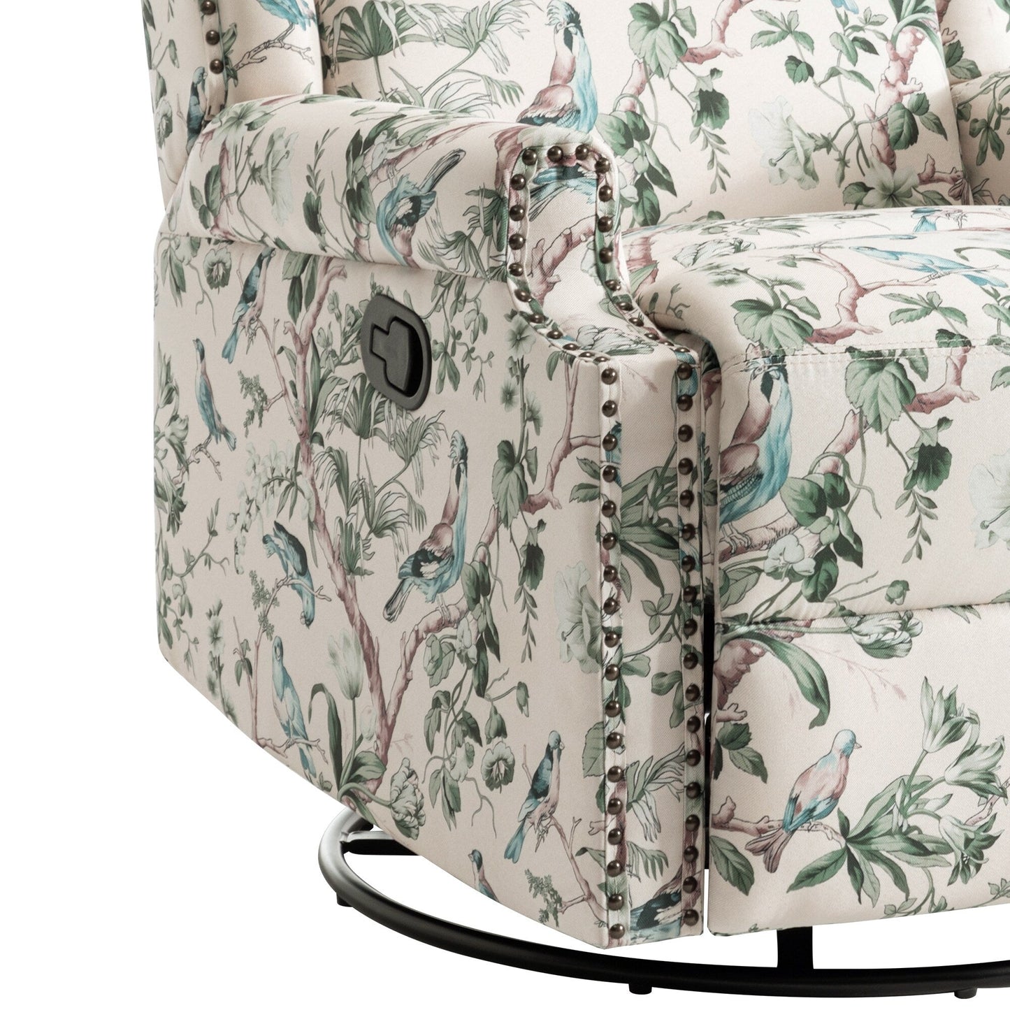 Poltrona reclinabile girevole manuale in lino con poggiapiedi