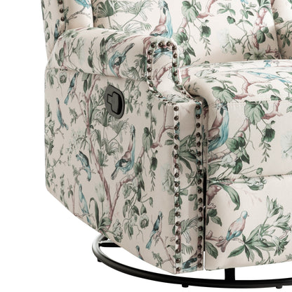 Poltrona reclinabile girevole manuale in lino con poggiapiedi