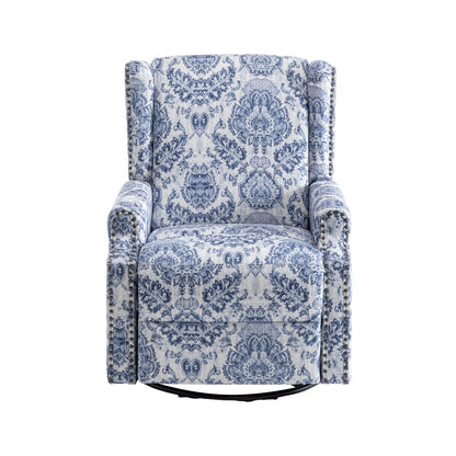 Poltrona reclinabile girevole manuale in lino con poggiapiedi