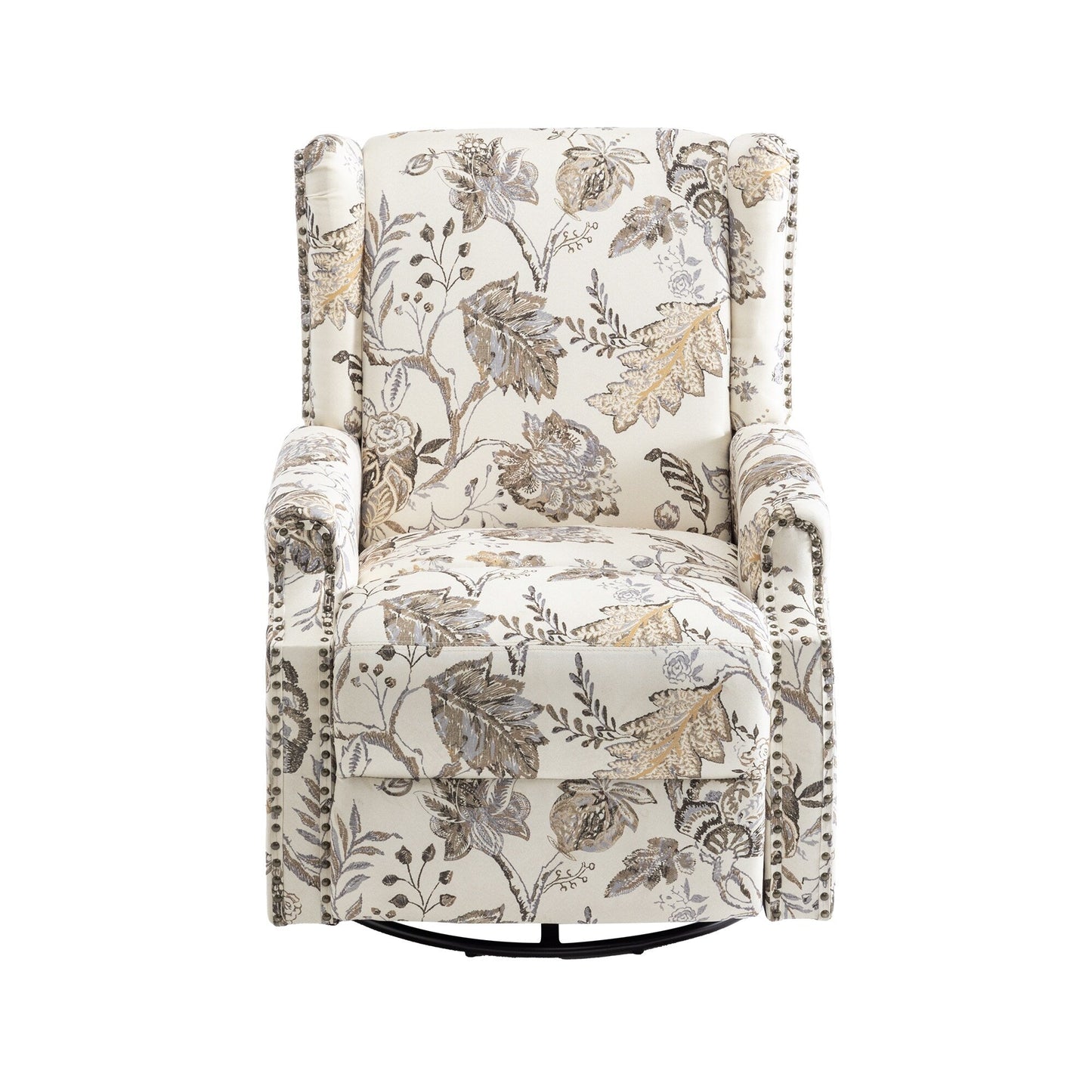 Poltrona reclinabile girevole manuale in lino con poggiapiedi