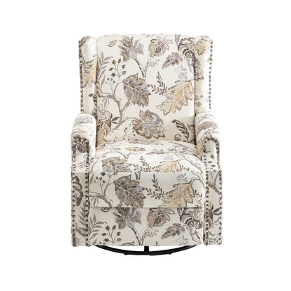 Poltrona reclinabile girevole manuale in lino con poggiapiedi