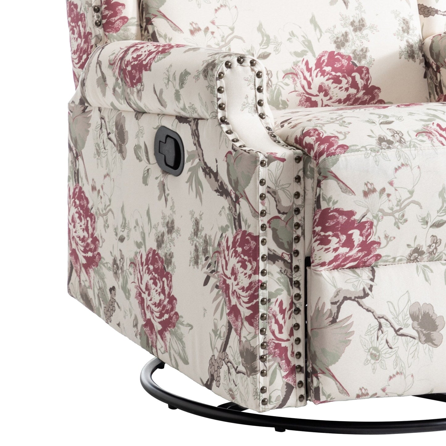 Poltrona reclinabile girevole manuale in lino con poggiapiedi