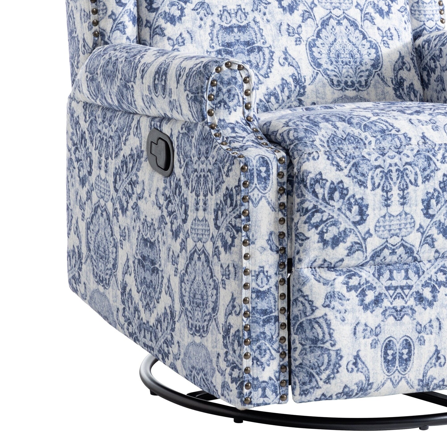 Poltrona reclinabile girevole manuale in lino con poggiapiedi