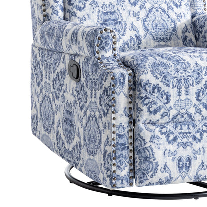 Poltrona reclinabile girevole manuale in lino con poggiapiedi