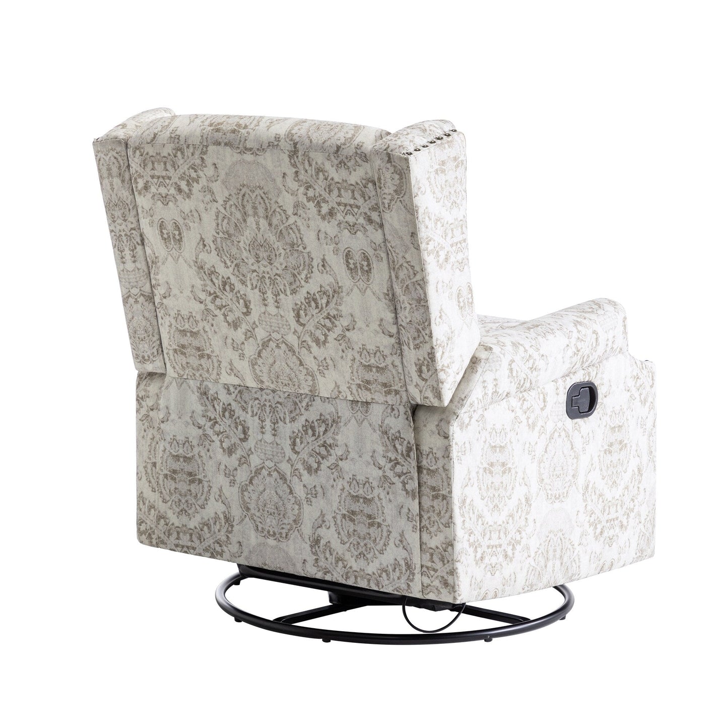 Poltrona reclinabile girevole manuale in lino con poggiapiedi